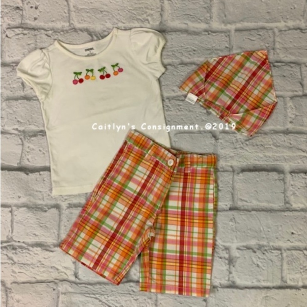 FIVE PIECE Vintage Gymboree Scarf, Shirt, Shorts, Terry Pant & Terry Hoodie LN